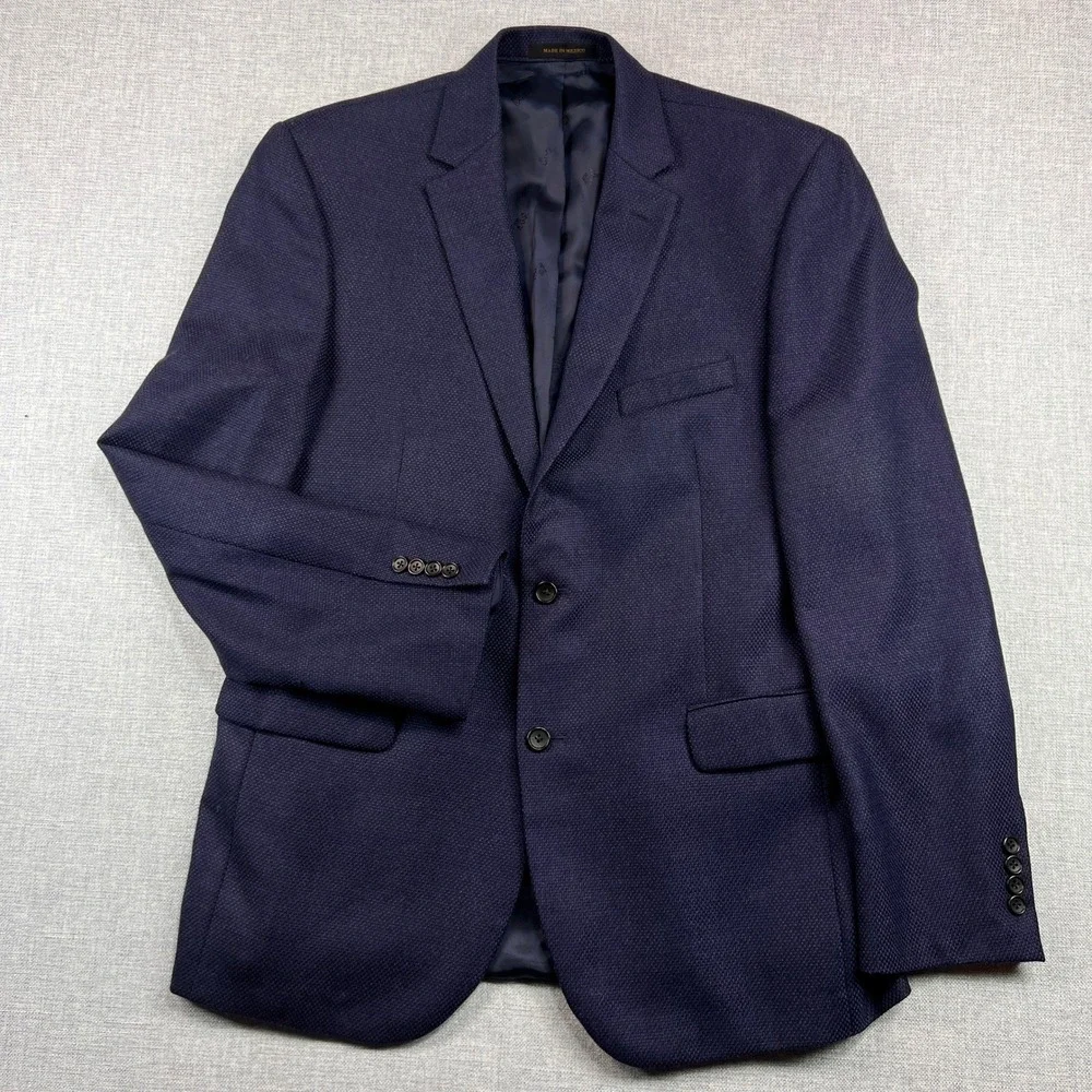 Jos. A. Bank Reserve Wool Cashmere Blazer Sport Coat Men 44L Navy Reda Italy